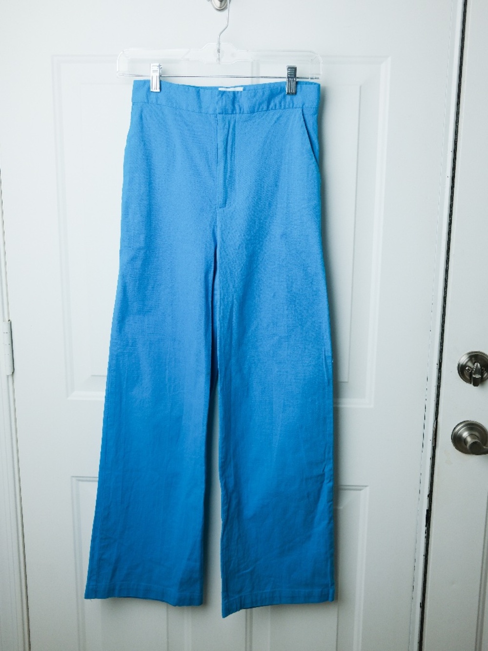 Princess Polly Women’s Wide Leg Pants Size 4 Blue High Rise Trouser Lightweight
